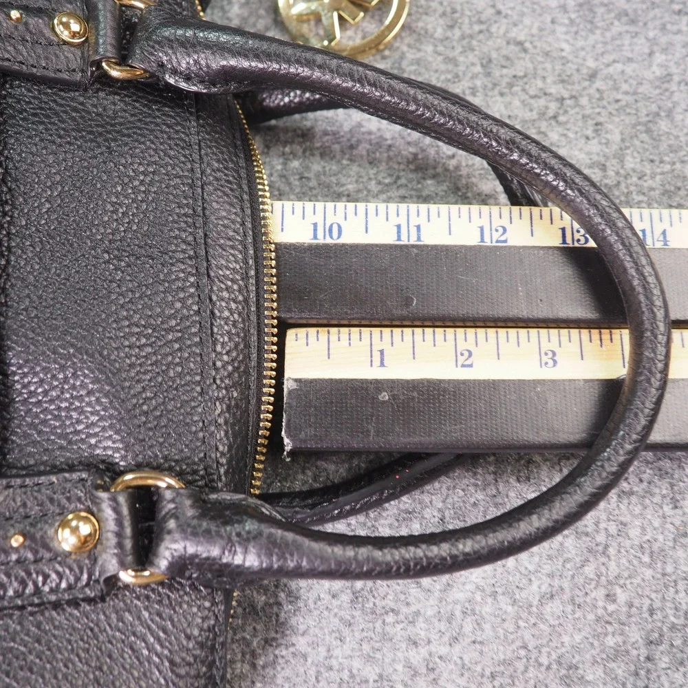 Michael Kors Large Dome Satchel Bag Black Pebbled Leather Gold 38H5CMKS3L